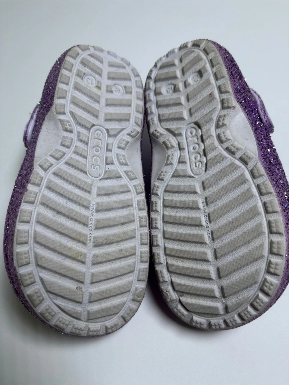 Crocs Kids Classic Glitter Lined Clogs Purple Sparkle Size 13C
